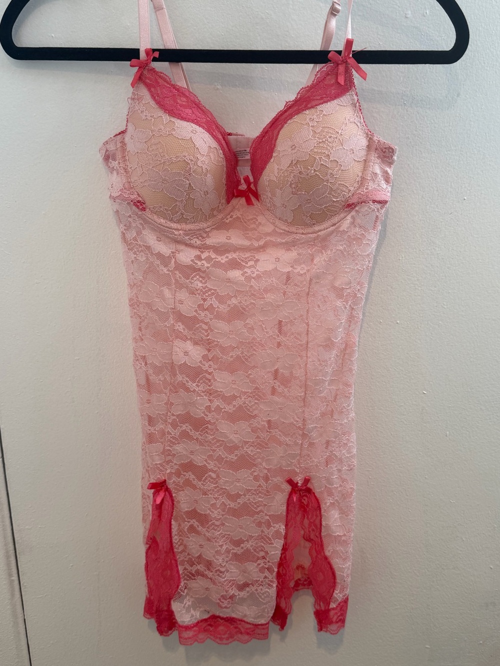 Native Pink Lace Chemise with Hot Pink Trim